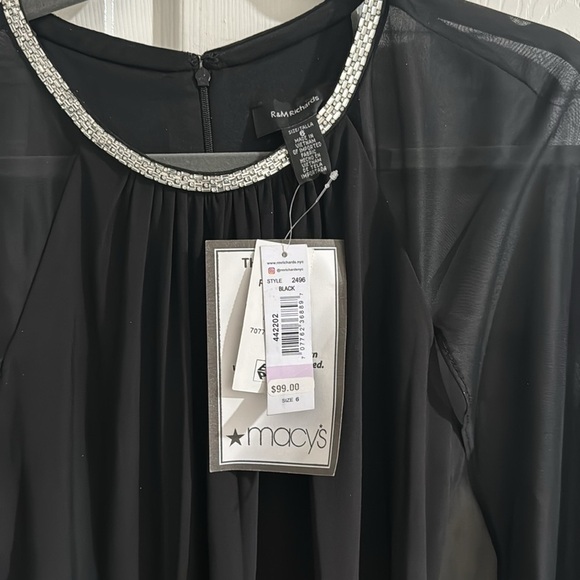 Beautiful NWT R&M Richard Size 18W Crew Neck Capelet Long Sleeve Chiffon Dress - Picture 6 of 9